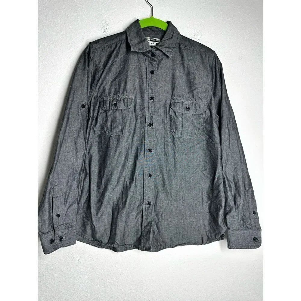 Edwards Men's Size Small Gray Shirt Long Sleeve Button Down